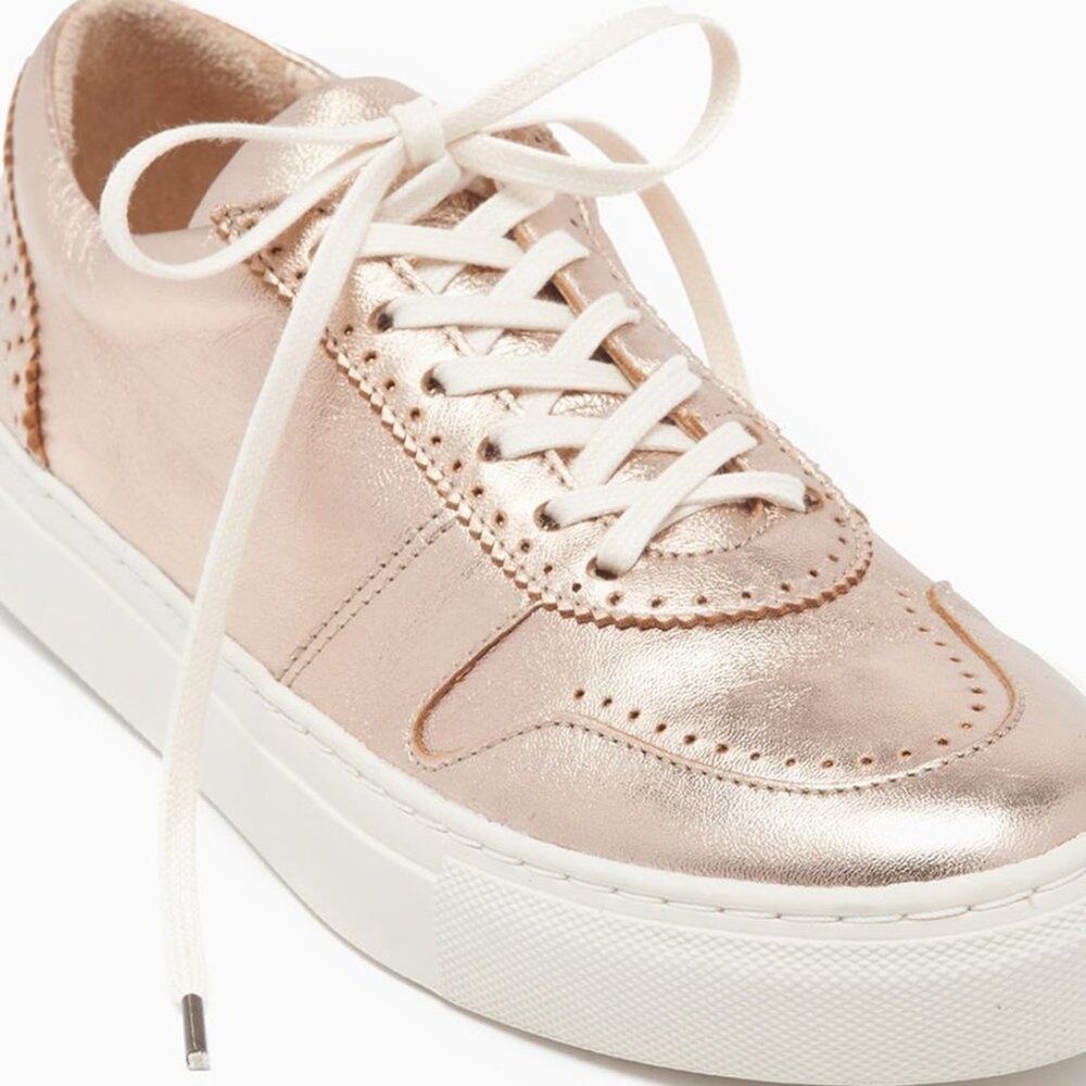 NEW Ulla Johnson Kai Metallic Sneakers Rose Gold Leather